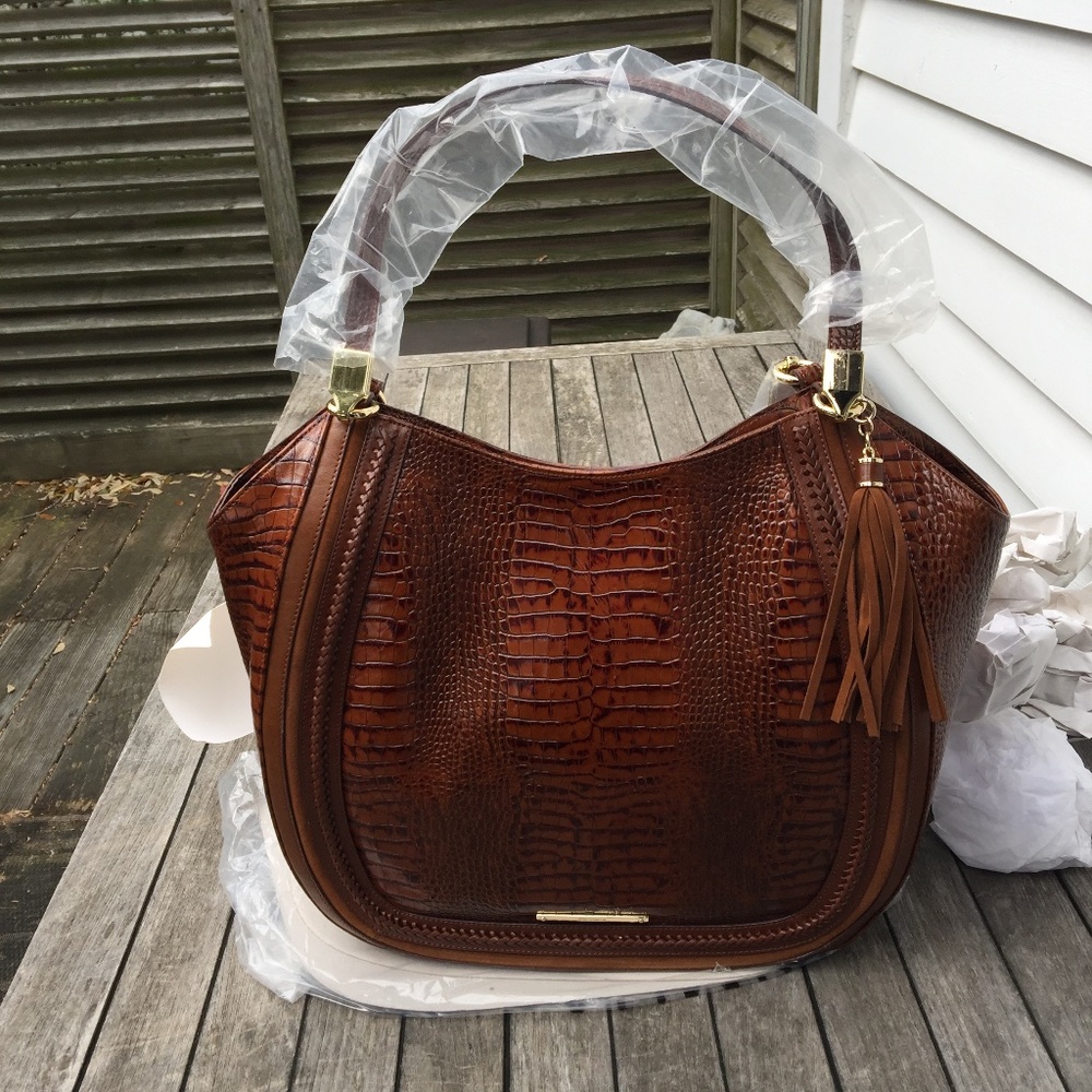 NWT BRAHMIN THELMA TOFFEE ROCKDALE SUEDE/ LEATHER